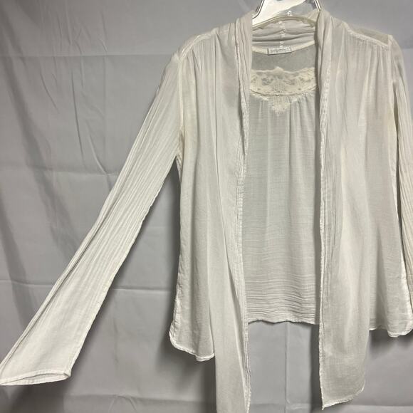 Promod White Gauzy Open Front Cardigan Size Small - Picture 5 of 11